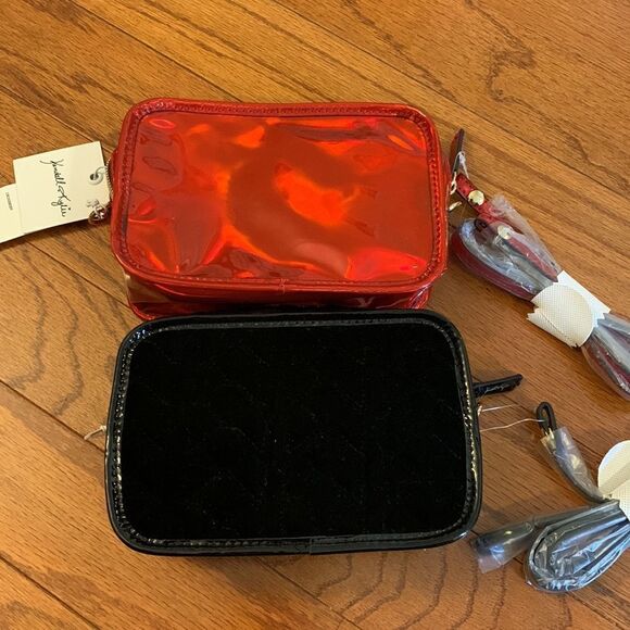 Kendall and Kylie black velvet and red shiny Crossbody and or make up bags. NWT - Picture 2 of 13